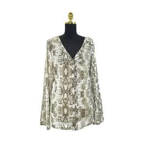 INC Snake Skin Print Tie Front Blouse - Size XXL